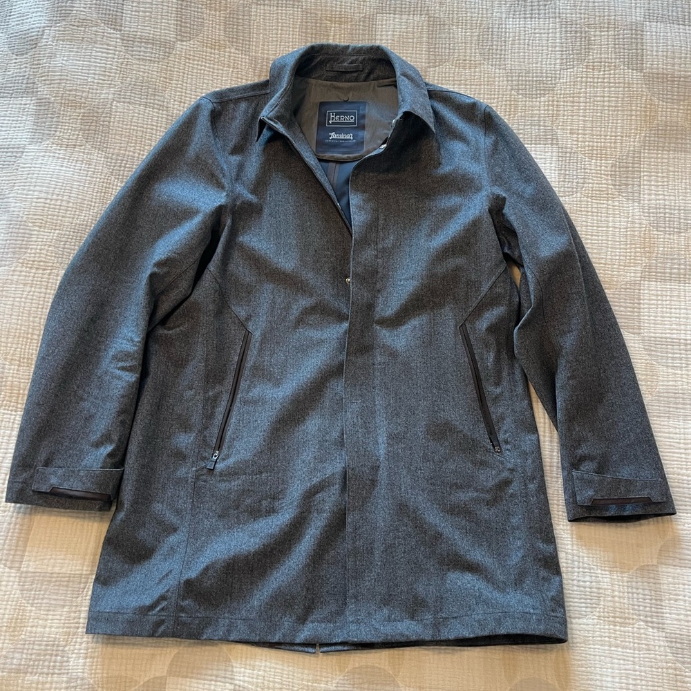 Herno Italian made Laminar Trench Rain Coat in Charcoal, Size S.